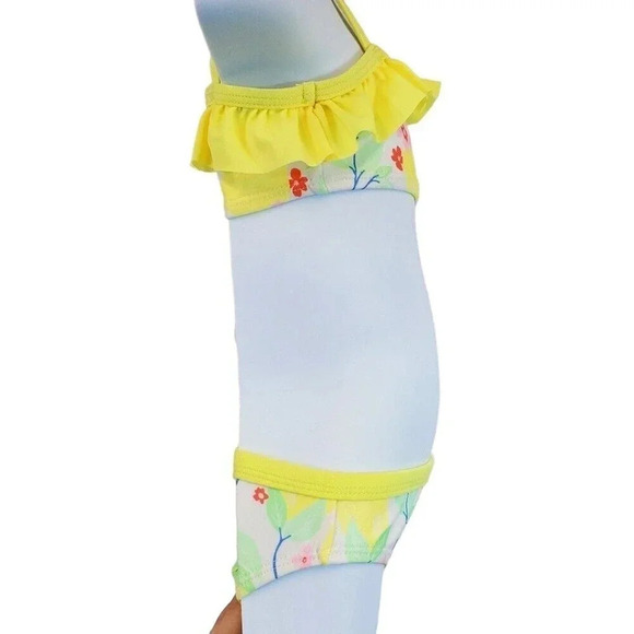 2T Baby Girls Cold Shoulder Yellow Flower Two Piece Bikini Girls Swimsuit - Picture 4 of 5